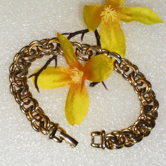 Vintage Monet Double Link Gold Tone Bracelet